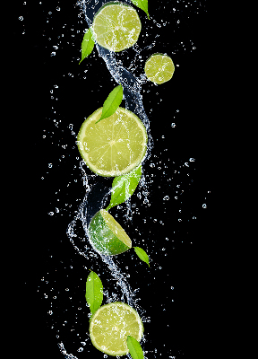 Blackout roller blind Lime falling in water