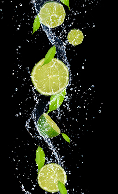 Blackout roller blind Lime falling in water