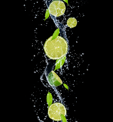 Blackout roller blind Lime falling in water
