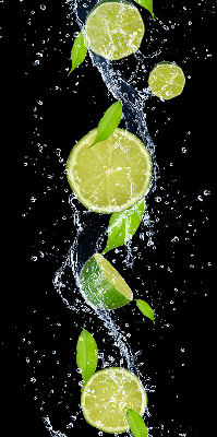 Blackout roller blind Lime falling in water