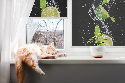 Blackout roller blind Lime falling in water
