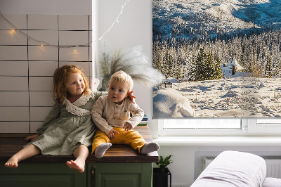 Fabric roller blind for window Mountains