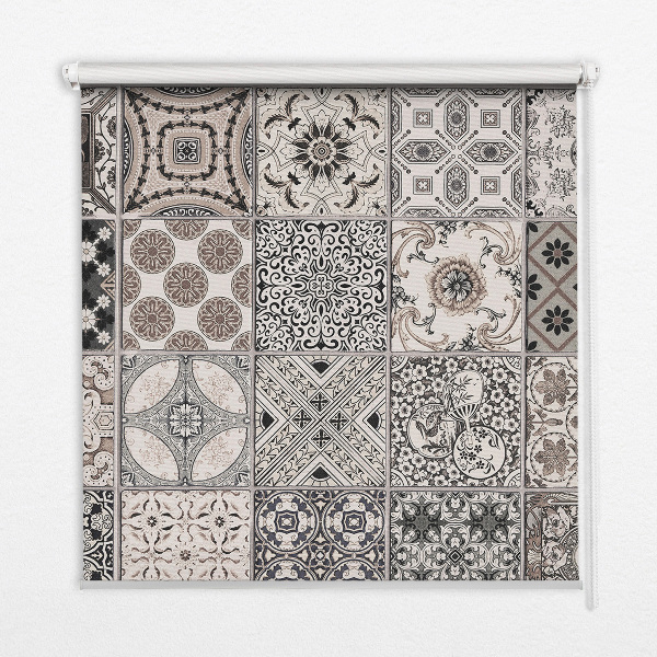 Blackout roller blind for window Portuguese patterns