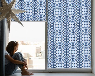 Blackout roller blind for window Blue shapes