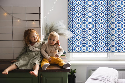 Blackout roller blind for window Blue shapes