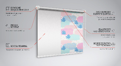 Fabric roller blind for window Traces on a colored background