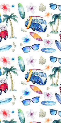 Fabric roller blind for window Hawaii cars and palm trees