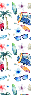 Fabric roller blind for window Hawaii cars and palm trees