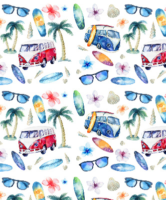 Fabric roller blind for window Hawaii cars and palm trees