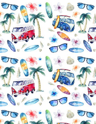 Fabric roller blind for window Hawaii cars and palm trees