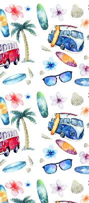 Fabric roller blind for window Hawaii cars and palm trees