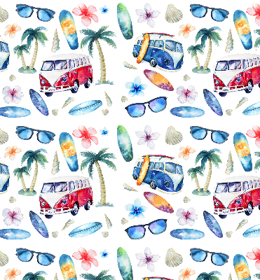 Fabric roller blind for window Hawaii cars and palm trees