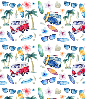 Fabric roller blind for window Hawaii cars and palm trees