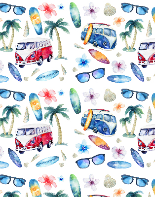 Fabric roller blind for window Hawaii cars and palm trees