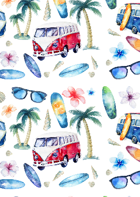 Fabric roller blind for window Hawaii cars and palm trees