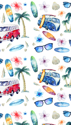 Fabric roller blind for window Hawaii cars and palm trees