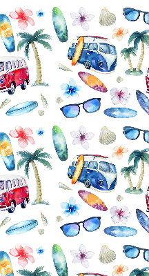 Fabric roller blind for window Hawaii cars and palm trees