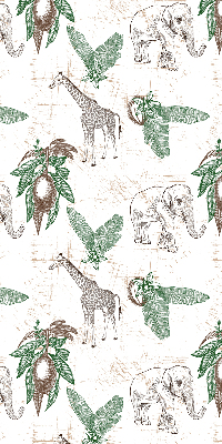 Blackout roller blind Giraffes, elephants and leaves