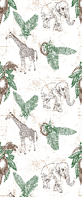 Blackout roller blind Giraffes, elephants and leaves