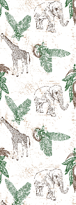 Blackout roller blind Giraffes, elephants and leaves