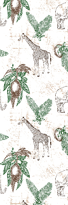 Blackout roller blind Giraffes, elephants and leaves