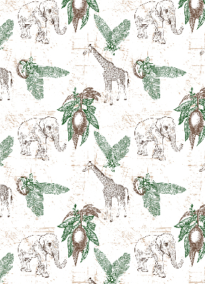 Blackout roller blind Giraffes, elephants and leaves