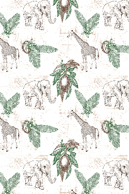 Blackout roller blind Giraffes, elephants and leaves