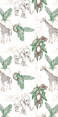Blackout roller blind Giraffes, elephants and leaves