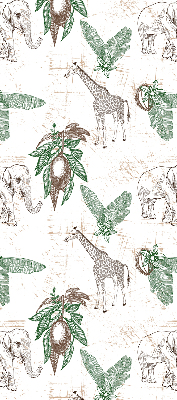 Blackout roller blind Giraffes, elephants and leaves