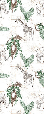 Blackout roller blind Giraffes, elephants and leaves