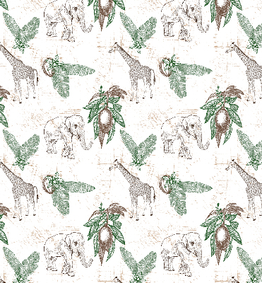 Blackout roller blind Giraffes, elephants and leaves