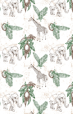 Blackout roller blind Giraffes, elephants and leaves