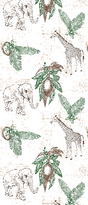 Blackout roller blind Giraffes, elephants and leaves