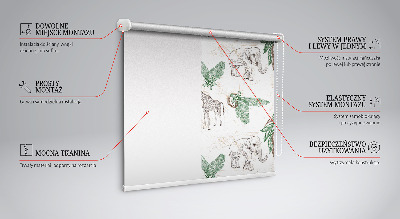 Blackout roller blind Giraffes, elephants and leaves