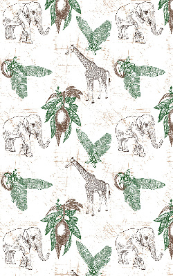 Blackout roller blind Giraffes, elephants and leaves