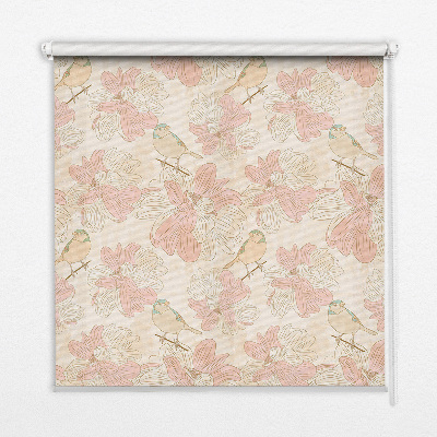 Blackout roller blind for window Birds among the flowers