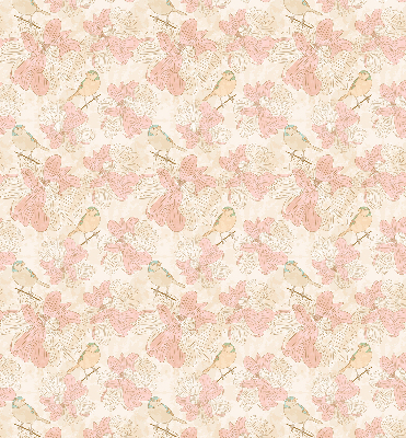 Blackout roller blind for window Birds among the flowers