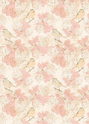 Blackout roller blind for window Birds among the flowers