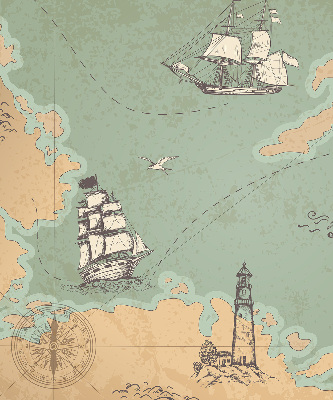 Blackout roller blind for window Ocean map