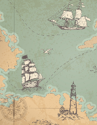 Blackout roller blind for window Ocean map