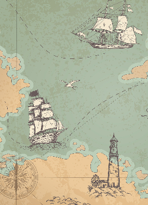 Blackout roller blind for window Ocean map