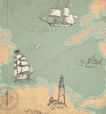 Blackout roller blind for window Ocean map
