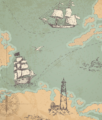Blackout roller blind for window Ocean map