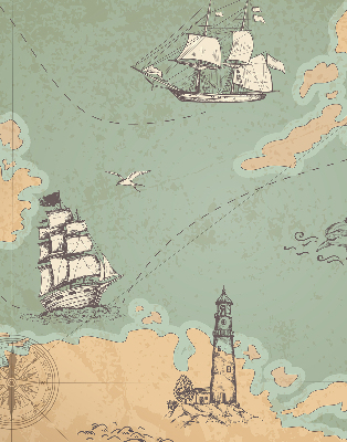 Blackout roller blind for window Ocean map
