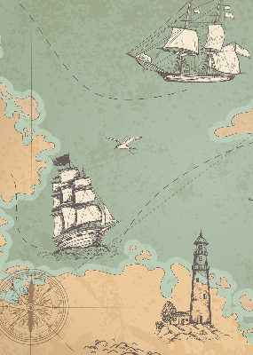 Blackout roller blind for window Ocean map