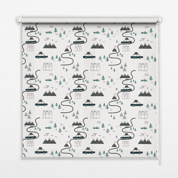 Blackout roller blind Forest and mountain path pattern