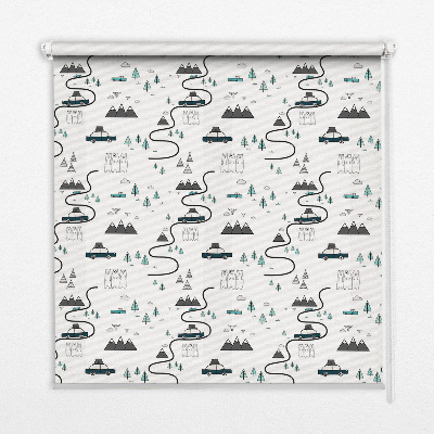 Blackout roller blind Forest and mountain path pattern