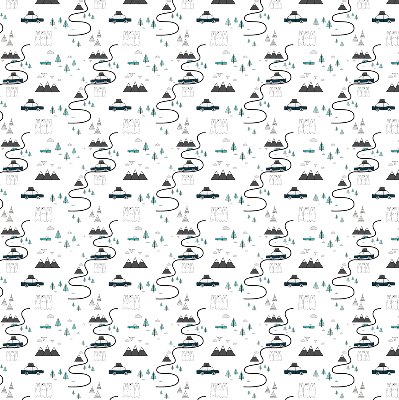 Blackout roller blind Forest and mountain path pattern