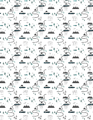 Blackout roller blind Forest and mountain path pattern
