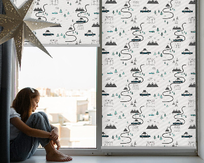 Blackout roller blind Forest and mountain path pattern